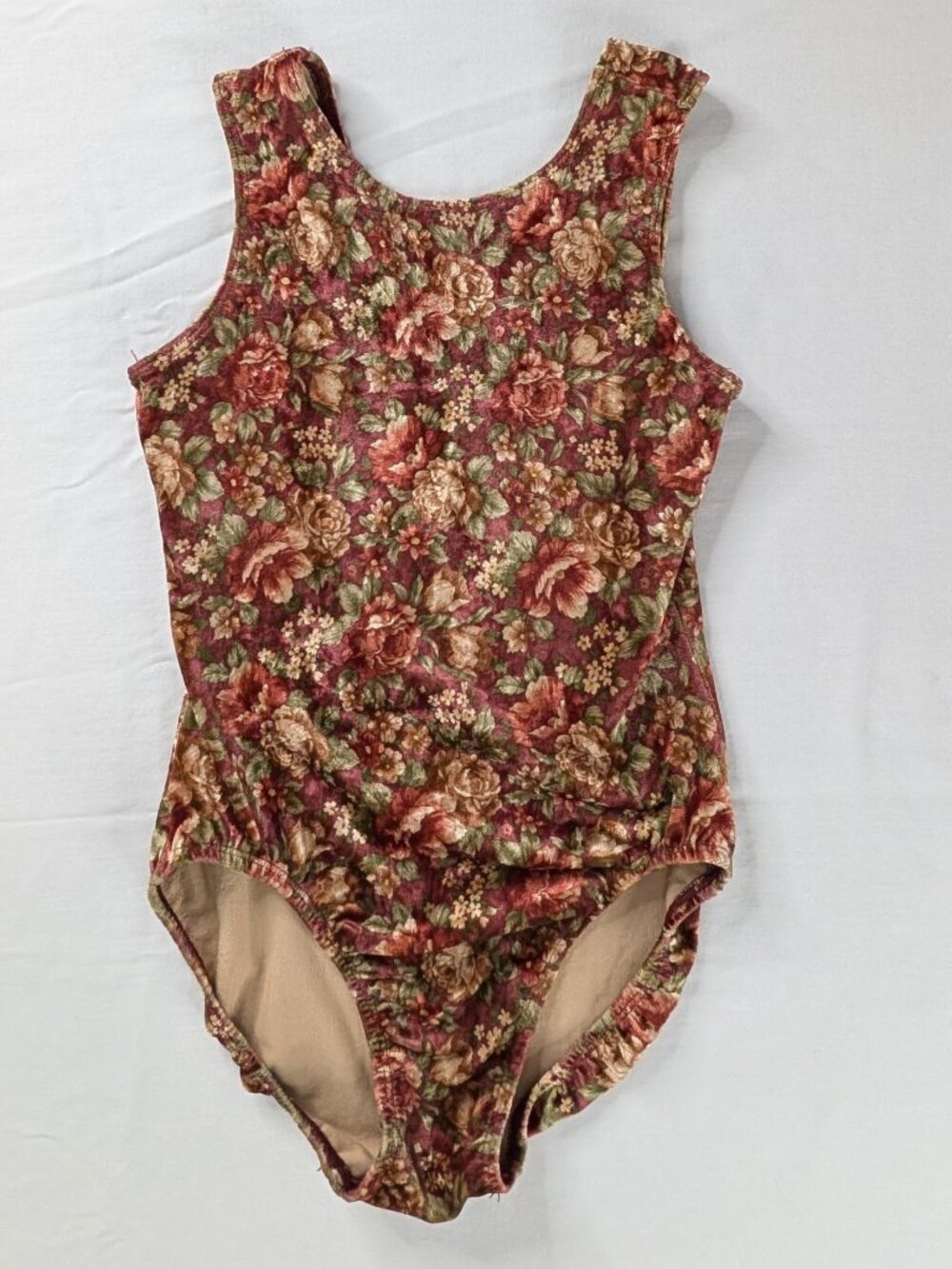 VTG Red Tan Floral AOP Roses High Neck Bodysuit